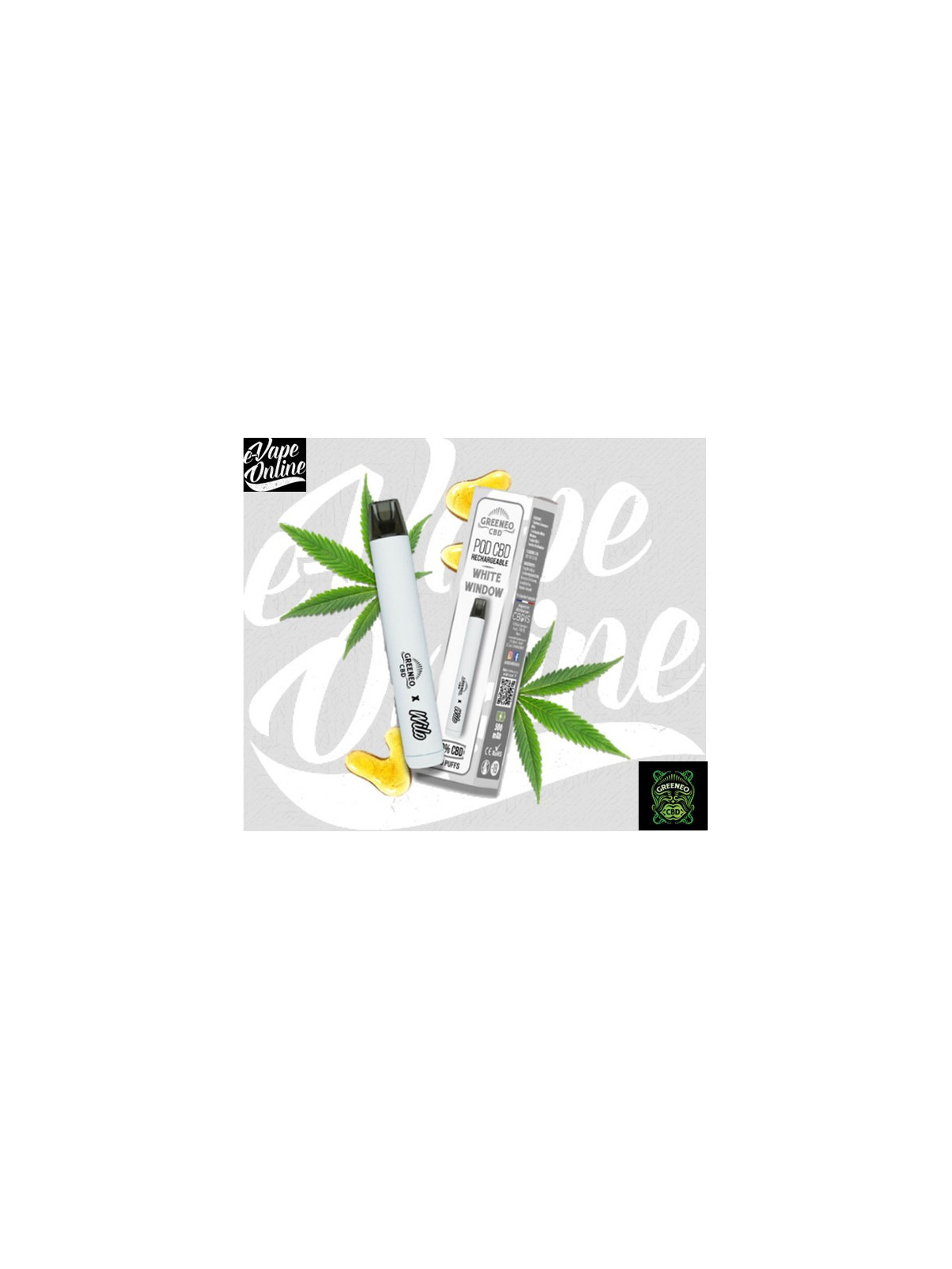 Puff - POD RECHARGEABLE WHITE WINDOW 10% CBD - Greeneo