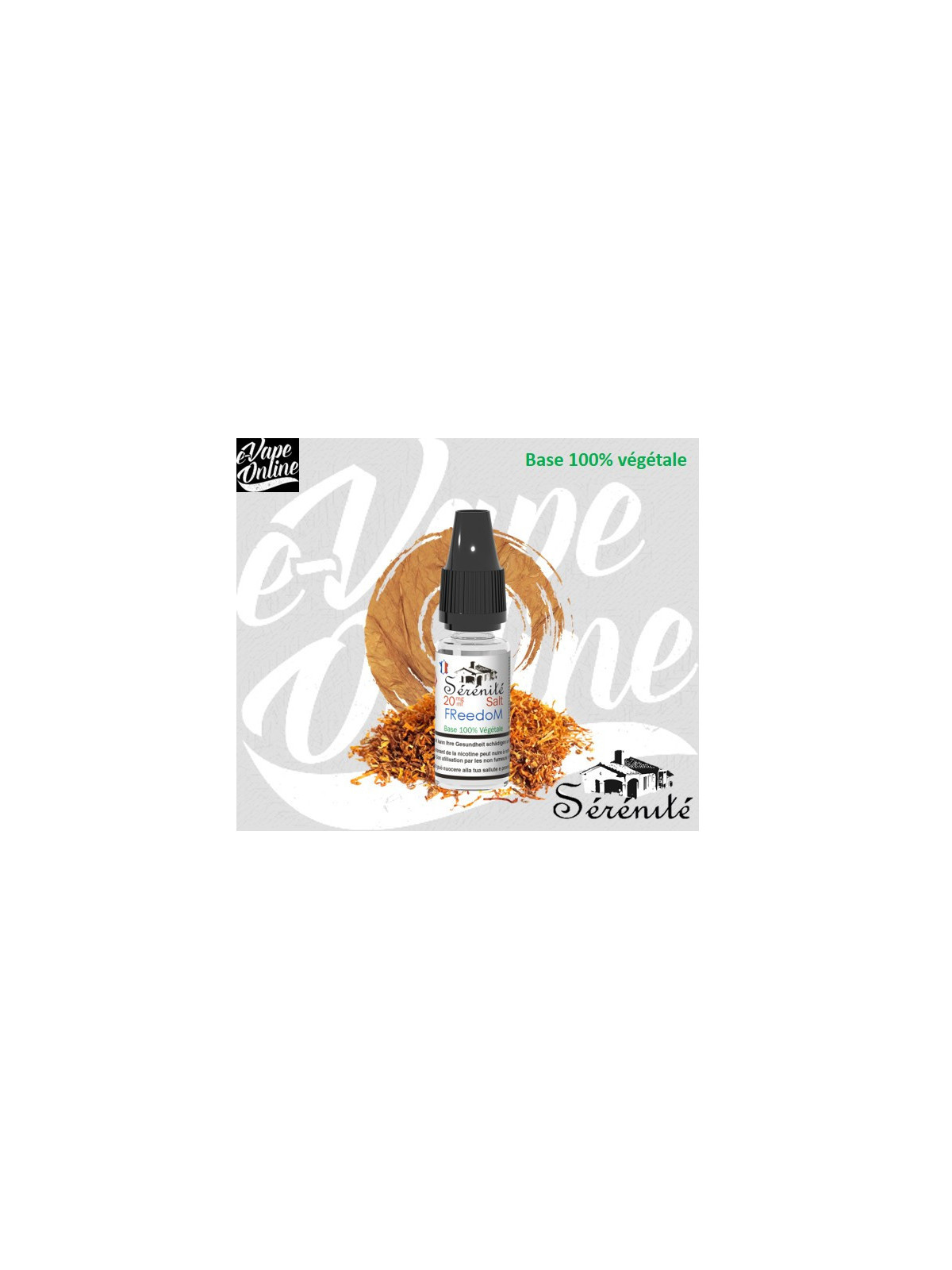 Sels de nicotine -FREEDOM 10ml - Sérénité - e-vapeonline.com